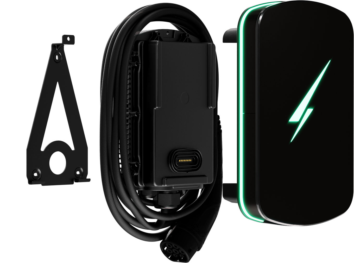 HYPERVOLT HOME 3.0 - 7.4kW EV CHARGER, TYPE 2, TETHERED LEAD- parts  shown