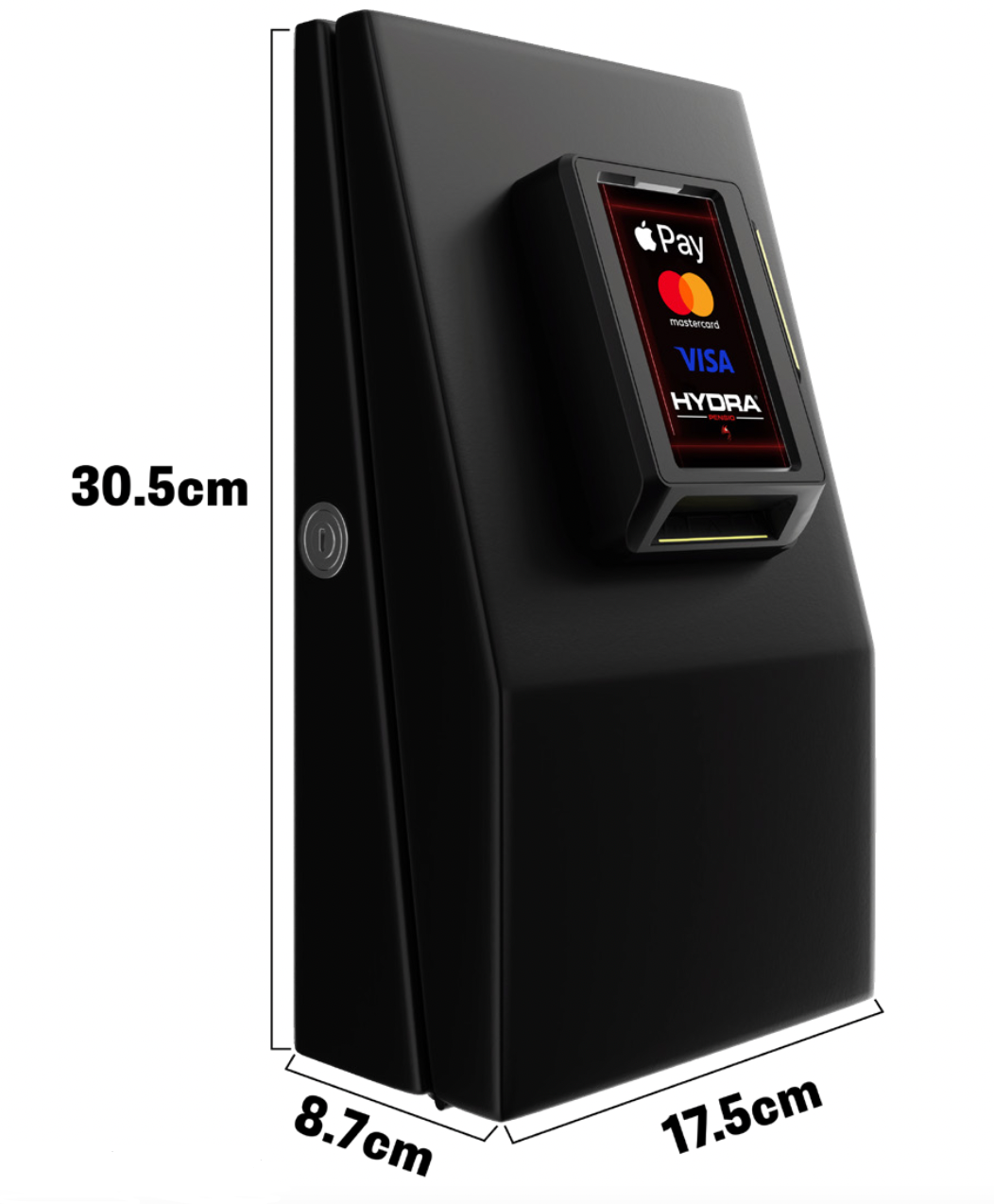 HYDRA PENSIO - CONTACTLESS PAYMENT TERMINAL FOR EV CHARGERS- size, dims of the unit